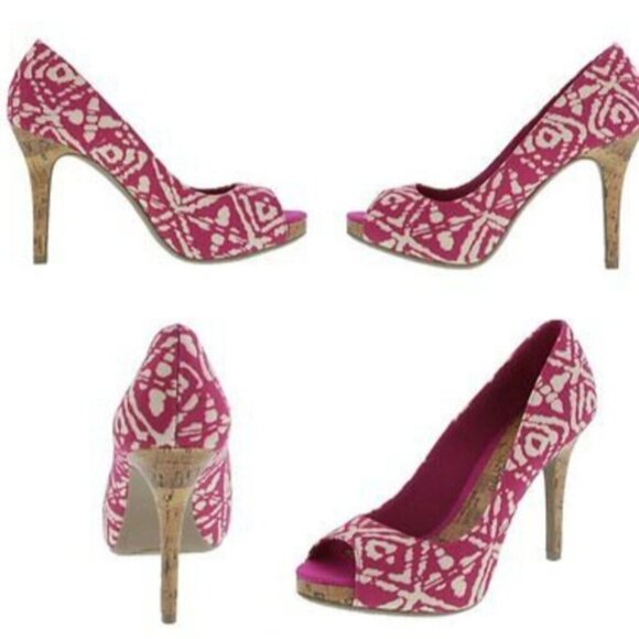 Christian Siriano Shoes - Christian Siriano Kate Canvas Cork Platform Barbie Aztec Beach Holiday Heels 6.5